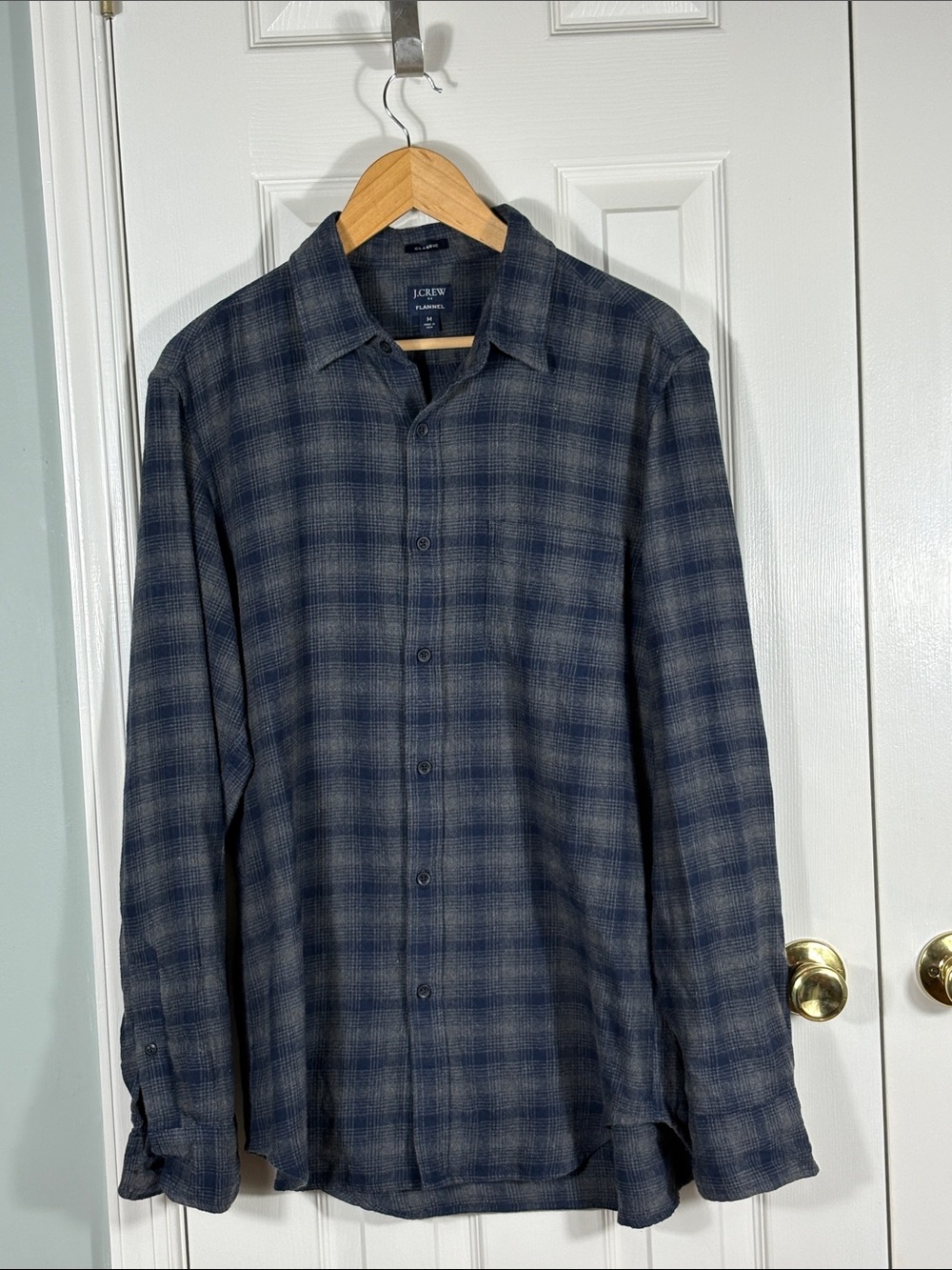 J. Crew Navy and Gray Plaid Button-Down Shirt